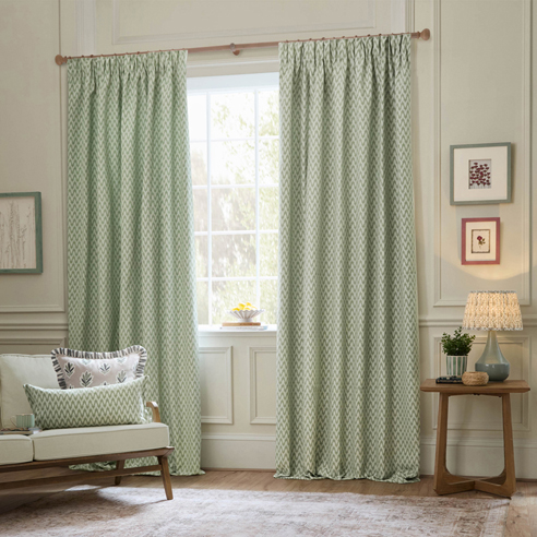 Hutton Pencil Pleat, Sage - Ready Made Curtains - Image 3
